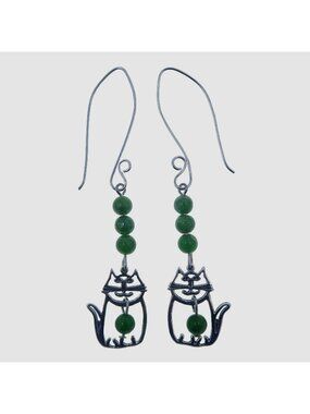 Green Chrome Diopside Earrings Sterling Silver Cat Jewelry Crying Stone Gift for